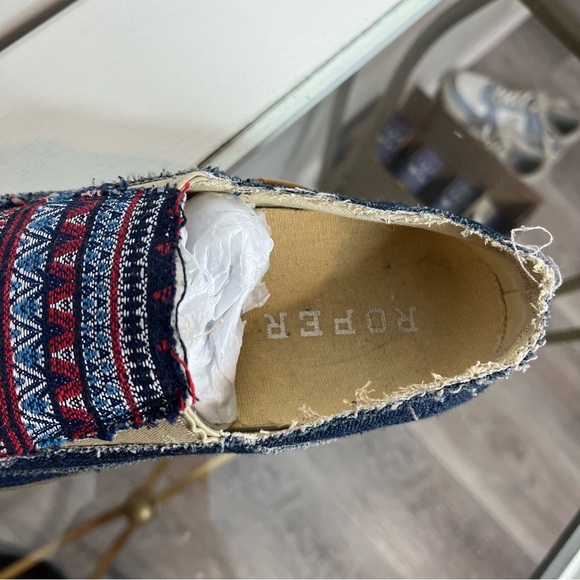 Roper Women's Size 7.5 Sabra Tribal Blue Canvas Driving Moc Slip On Lightweight - Picture 7 of 10